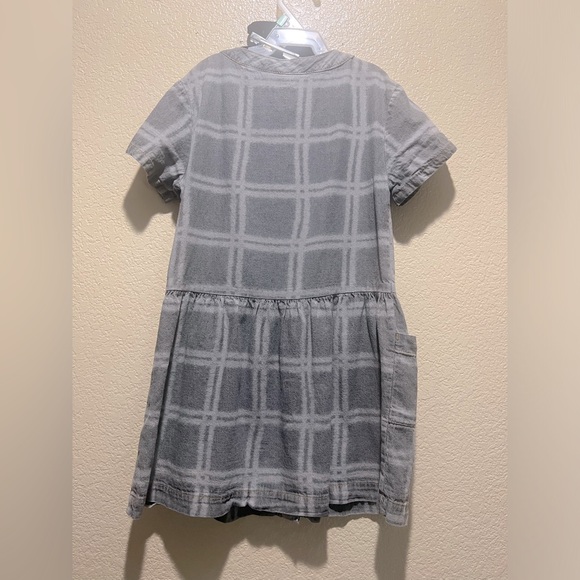 Little Girls Grey Denim Dress and Bow - Picture 4 of 6